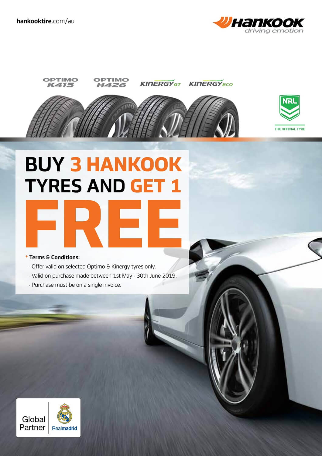 Buy 3 Hankook Tyres and Get 1 Free!