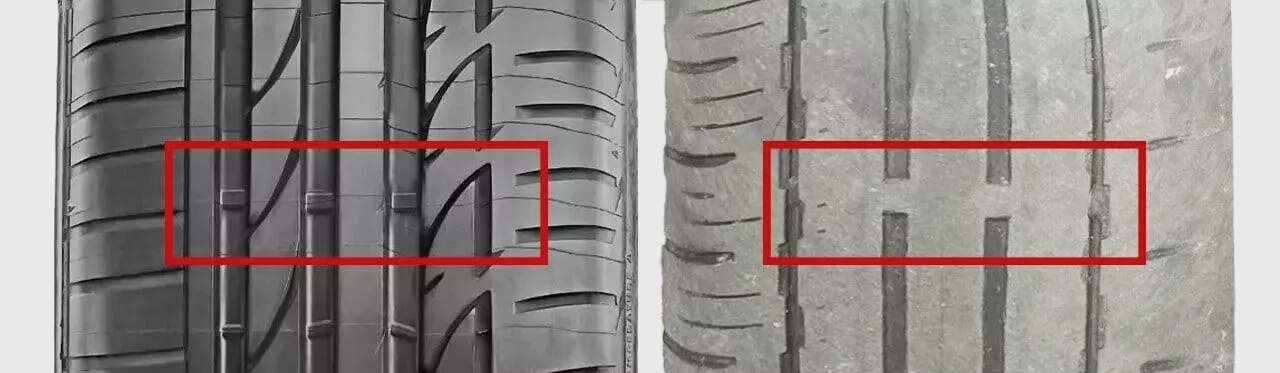 New tyre vs worn tyre