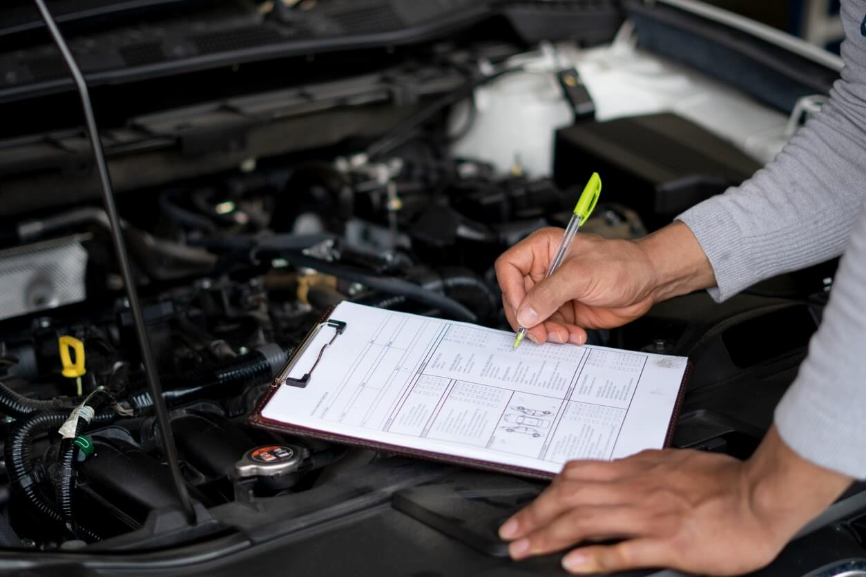 Qualified technician conducting a logbook service.