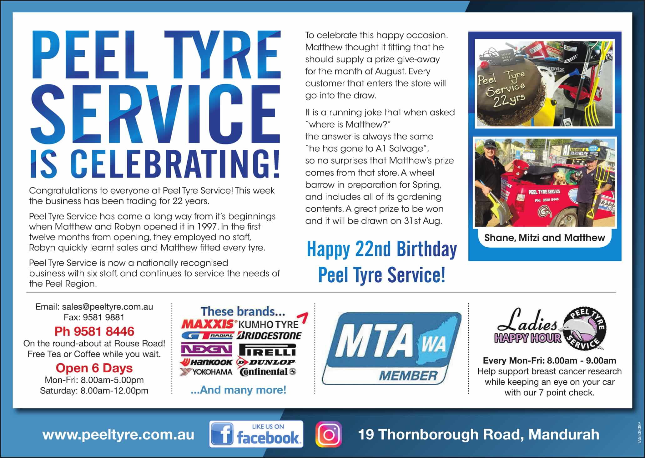 Peel Tyre Service is celebrating!