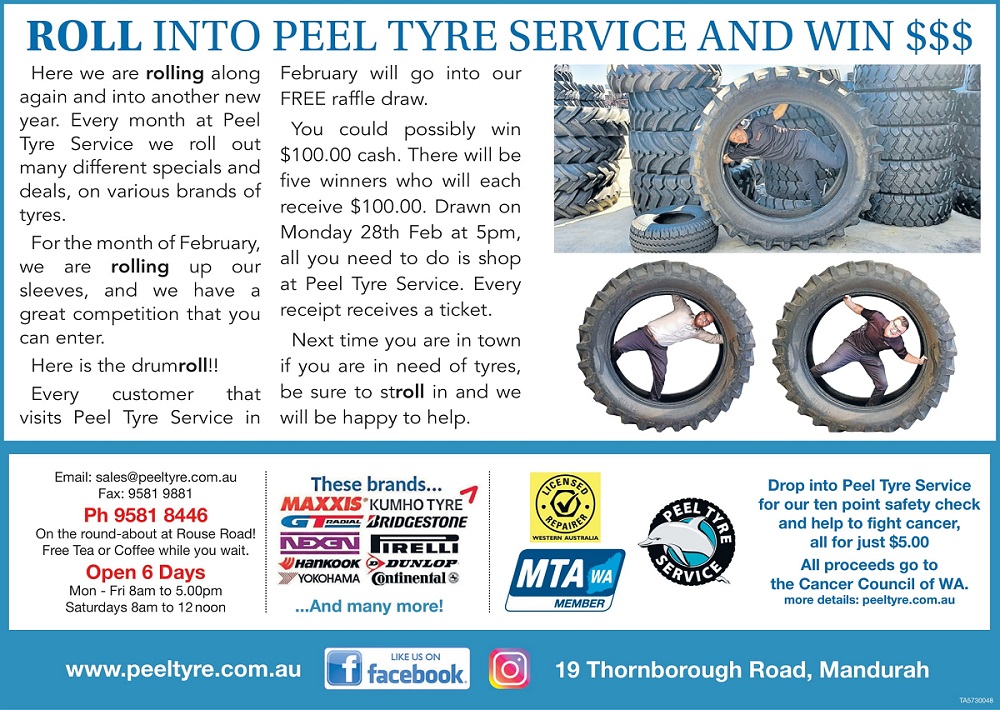 Roll into Peel Tyre Service and win $$$