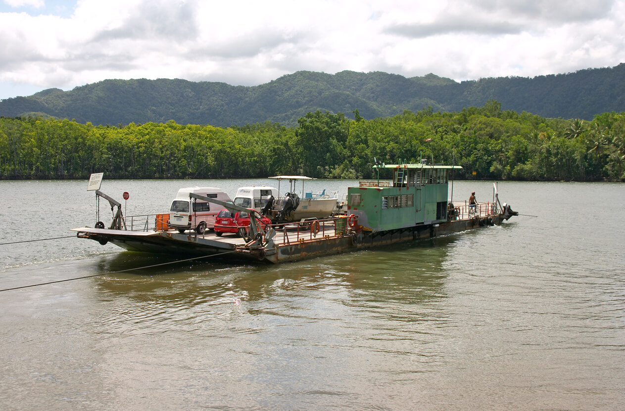 The barge that takes vehicles across the Daintree River.