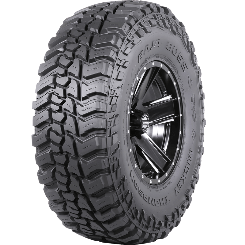 A transparent image of a Mickey Thompson Baja Boss tyre on a black rim