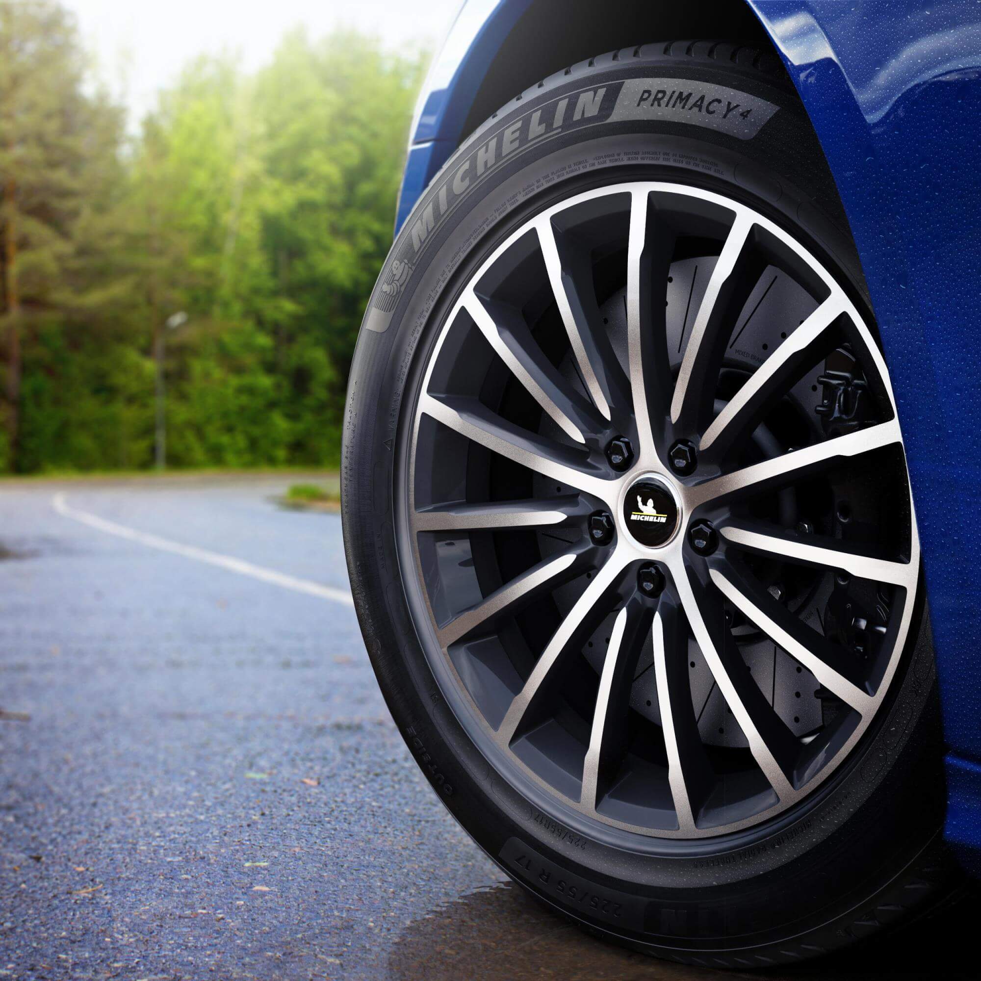 Michelin Primacy tyres fitted to a blue car
