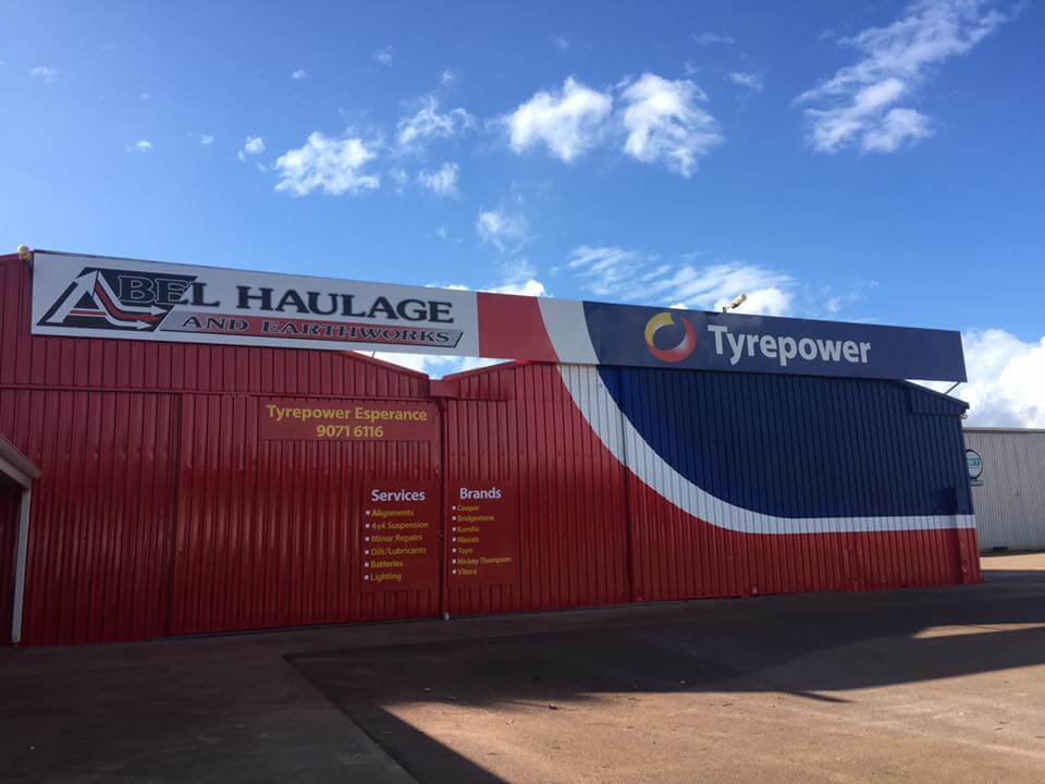Tyrepower workshop in Esperance Western Australia on a blue sky day