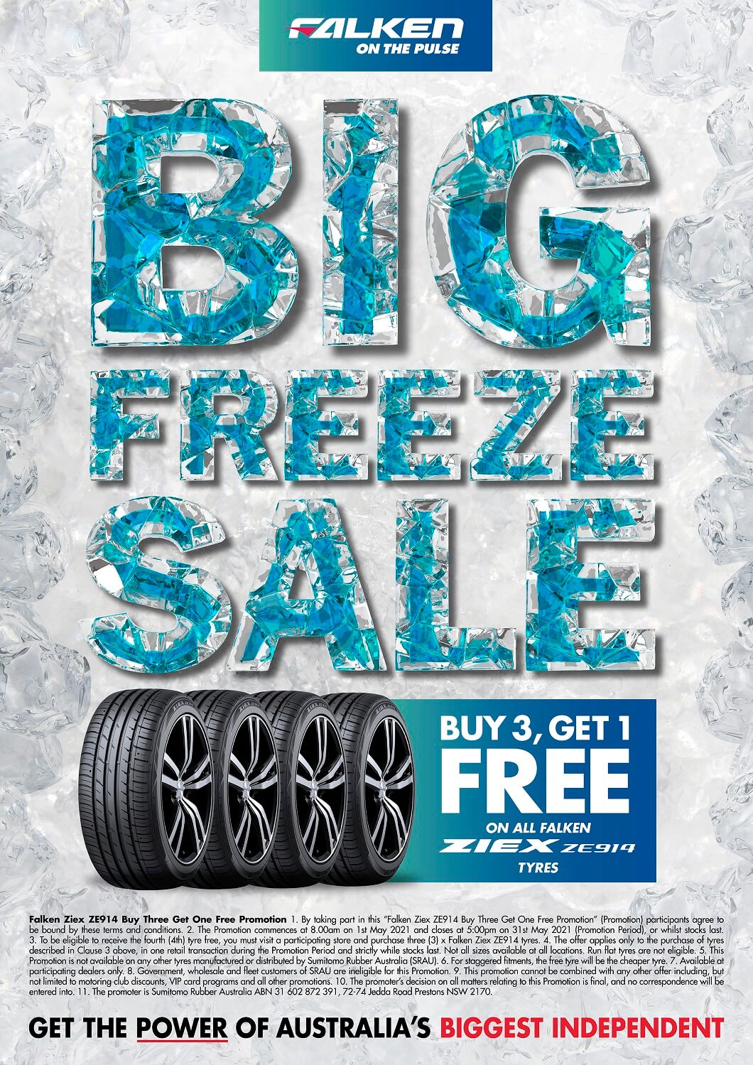 To be eligible, you must visit a participating store and purchase (3) x Falken Ziex ZE914 tyres.