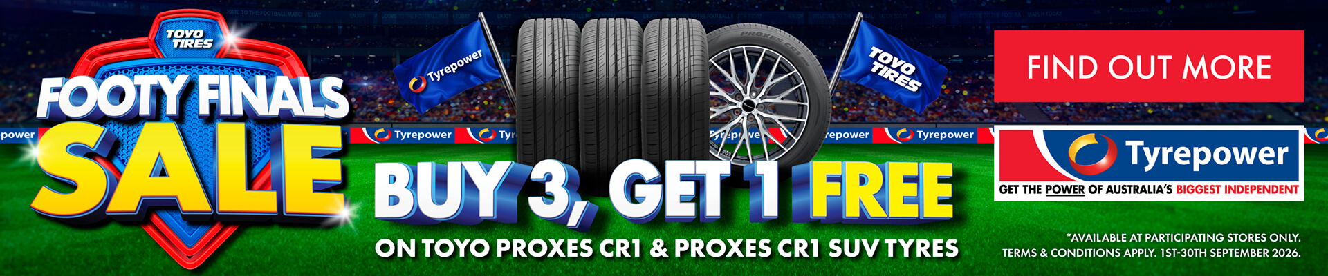 Buy 3 get 1 free on Toyo Proxes CR1